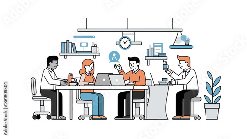 Team Collaboration and Brainstorming Session in Modern Office Setting with Technology and Innovation