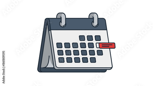 A calendar icon with a red marker indicating a specific date on a clean white background