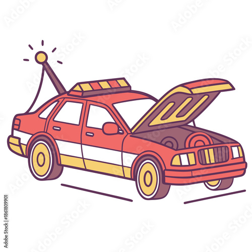 Car being towed on road