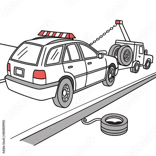 Police car towing vehicle