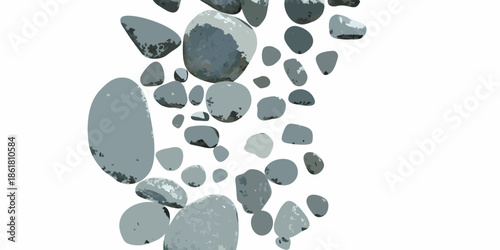 An arrangement of smooth gray stones in a flowing abstract composition