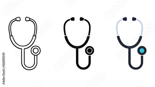 Stethoscope icons set for medical use