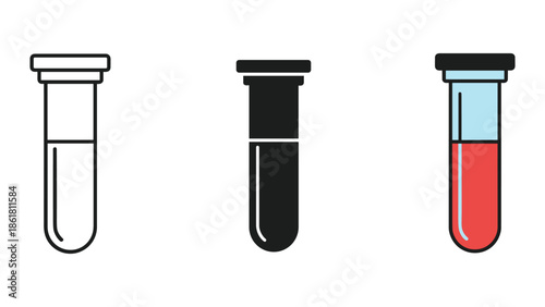 Test tubes with different liquid levels and colors