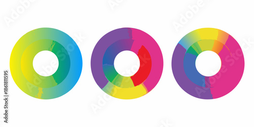 Colorful concentric circles design with vibrant rainbow spectrum gradients