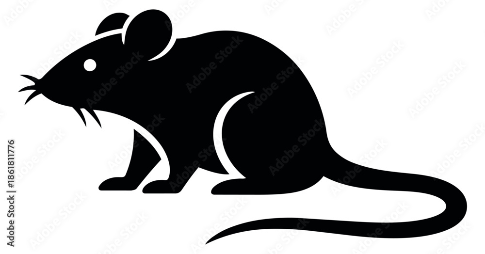 Obraz premium Modern graphic illustration of a rat depicting a common rodent in profile for animal and pest control themes