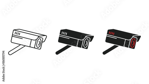 Cctv camera icons in different styles