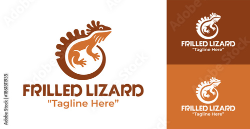 Frilled Lizard Logo Modern Minimalist Wildlife Identity