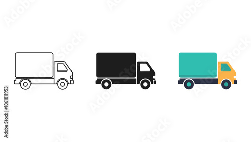 Delivery truck icons in different styles