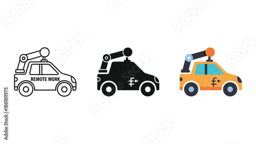 Remote control tow truck icons set