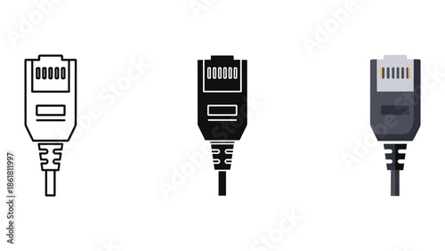 Ethernet cable connectors in different styles