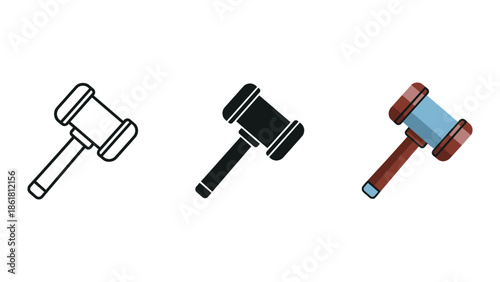 Gavel icon set for law and justice