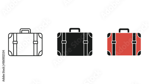 Set of simple suitcase icon in different color