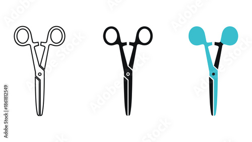 Surgical scissors illustration set