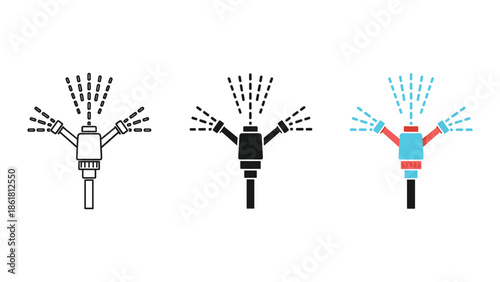 Different styles of sprinkler head for lawn irrigation