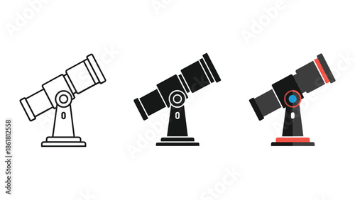 Telescope icon set in different style
