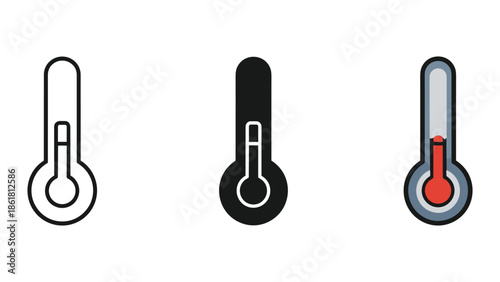 Thermometer icons set for temperature measurement