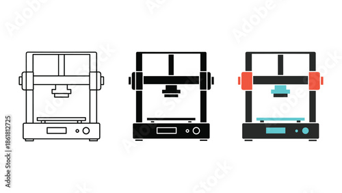 3d printer illustration in various design stages