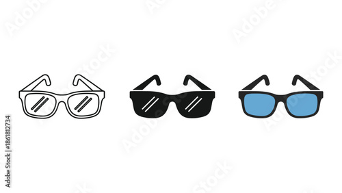 Three pairs of sunglasses in different styles and colors