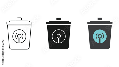 Smart trash can icons in various styles
