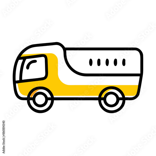 Yellow and white tanker truck