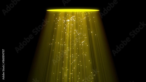 Cinematic light beam intro with spotlight shining down with dust particles on dark background. Perfect for short films, inspirational quotes, Dharma content, business presentations, or branding, drama