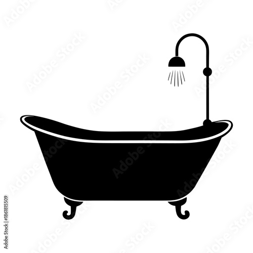 Bathroom Clawfoot Bathtub Icon Minimal Style.