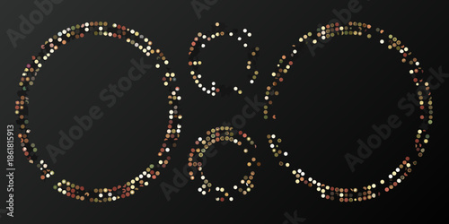 Abstract arrangement of colorful beaded necklaces against a dark background