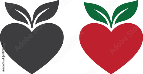 Valentine Heart Apple Illustration Symbol of Love, Health and Fresh Life