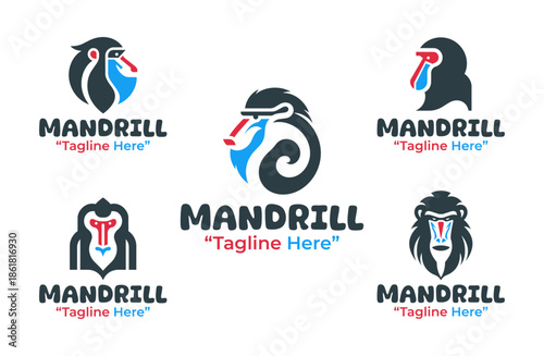 5 Mandrill Logo Set Modern Minimalist Wildlife Design Collection