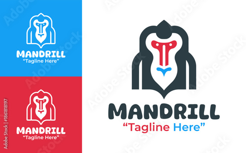 Mandrill Logo Modern Minimalist Forest Wildlife Brand