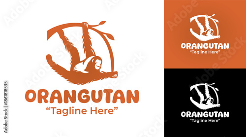 Orangutan Logo Modern Minimalist Wildlife Identity