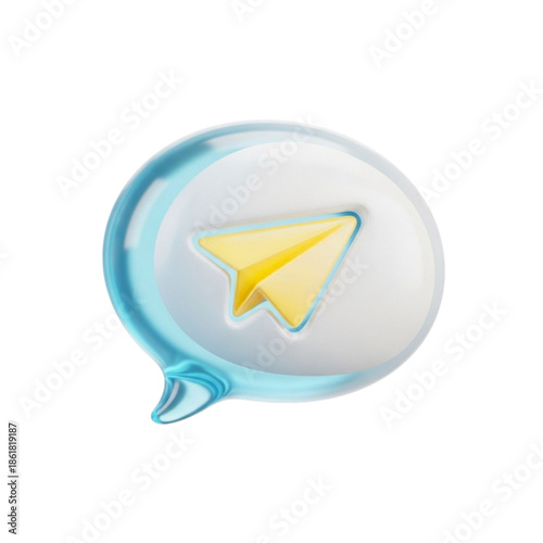 3D Yellow Mail Envelope and Blue Paper Plane for Business Contact