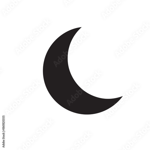 Simple Black and White Moon Flat Icon Vector