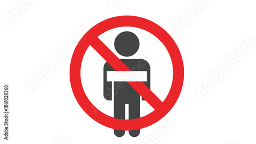 Simple graphic design depicting a universal prohibition symbol overlaid on a stylized silhouette of a person indicating restricted access or no entry allowed