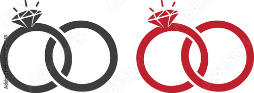 Valentine Wedding Rings Icon Symbolizing Love, Engagement and Marriage Commitment