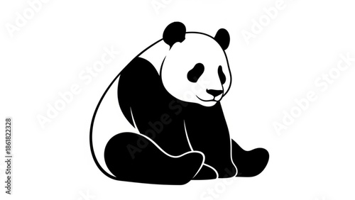 Cute panda bear sitting and smiling