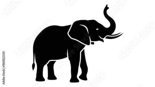 Majestic elephant silhouette with raised trunk and elegant posture