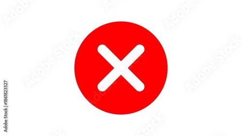 Animated wrong mark red icon appearing