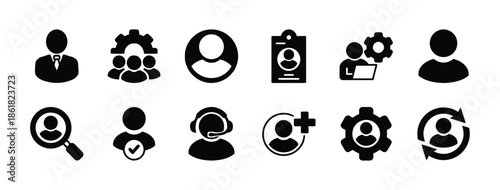 Set of business related icons, containing human resources, recruitment, skills, leadership and career progression