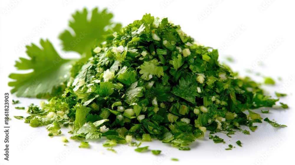 Obraz premium Pile of Freshly Chopped Cilantro Leaves Ready For Cooking