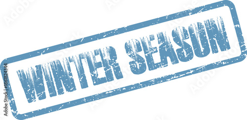 Bold blue Winter Season stamp for holiday campaigns and snowy period promotions