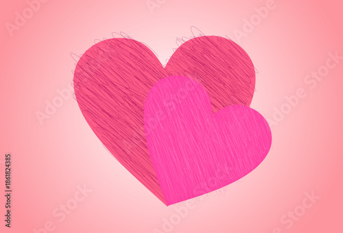 Pink Paper Cut Hearts Floating on Soft Romantic Background