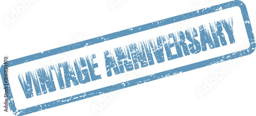 Authentic retro blue stamp impression marking a significant Vintage Anniversary celebration or historical date