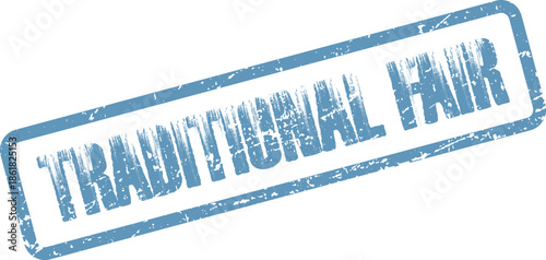 Official blue grunge rubber stamp marking a traditional fair festival market or outdoor event