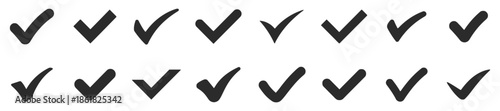 Set of Check Mark Icons Symbolizing Approval and Confirmation