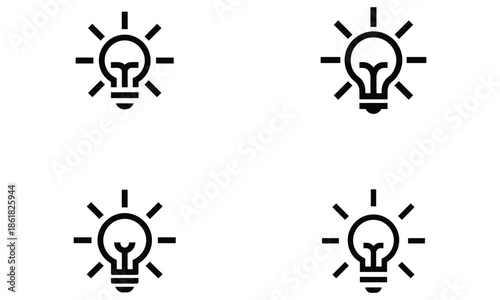 Light bulb idea icon set, creativity and innovation symbols
