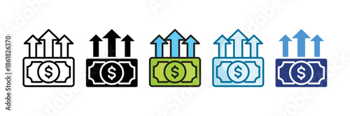 Profit Increase Icon Set Multiple Style Collection