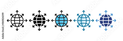 Global Expansion Icon Set Multiple Style Collection