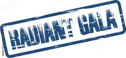 Radiant Gala textured blue rectangular grunge stamp impression for elegant event invitations