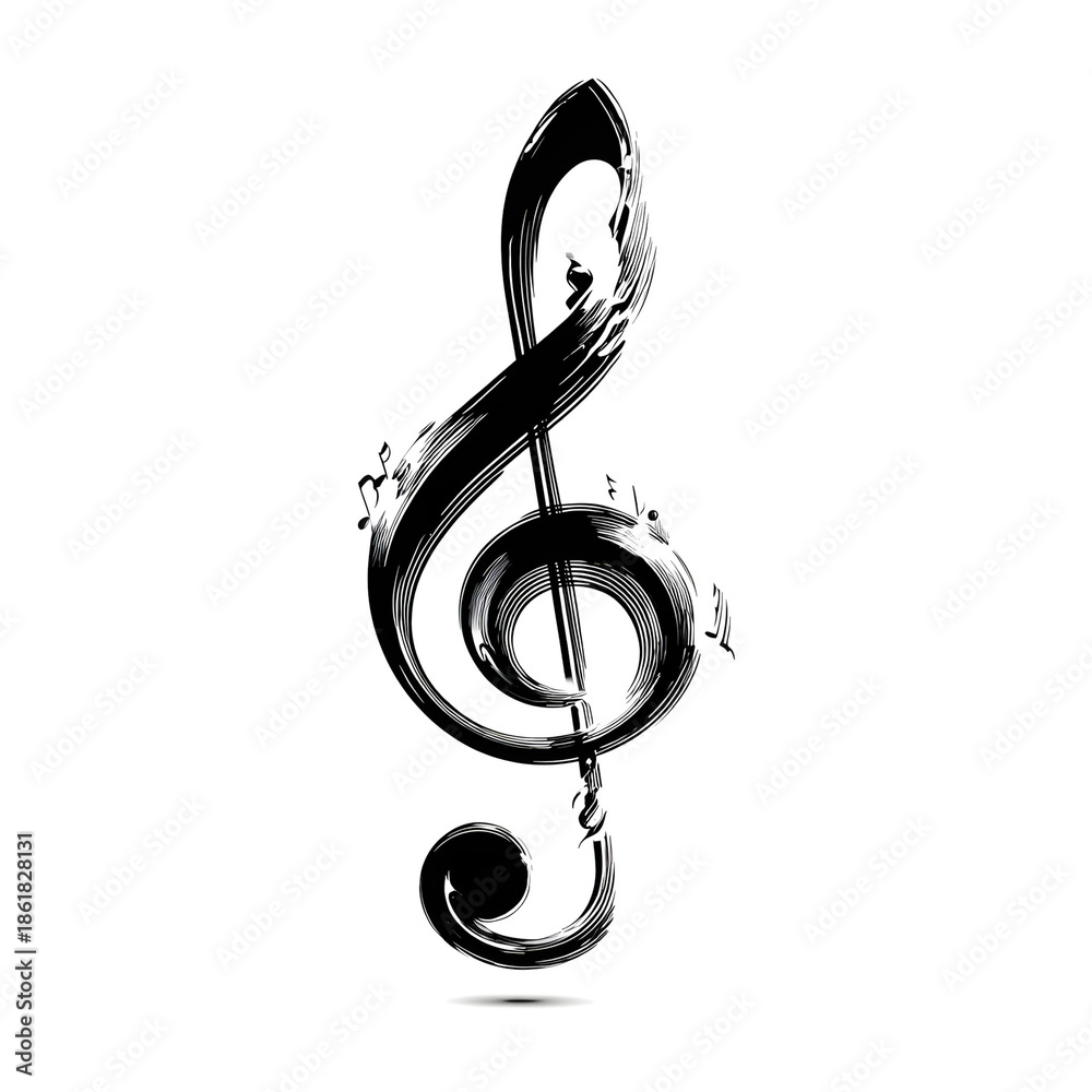Obraz premium Black treble clef brush